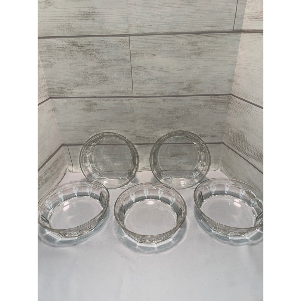 Libbey Duratuff‎ Clear Glass Paneled Bowls Set of 5 Dessert Salad 6 Inch 15588